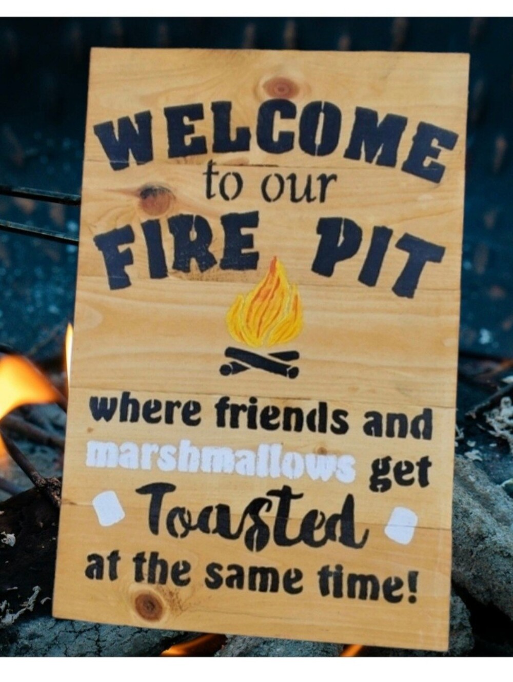 Welcome to our Fire Pit Wood Sign